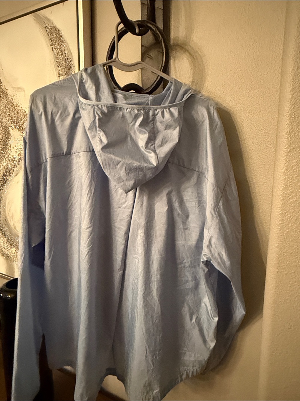 Marmots Light Blue Hooded Windbreaker Jacket with Yellow Trim euc ptp25 - Picture 3 of 3